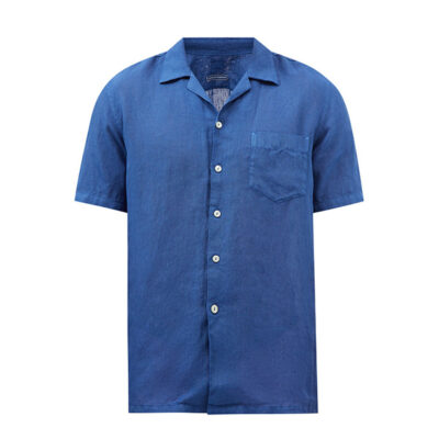 120% Lino - Cuban-Collar Slubbed Linen-Hopsack Shirt