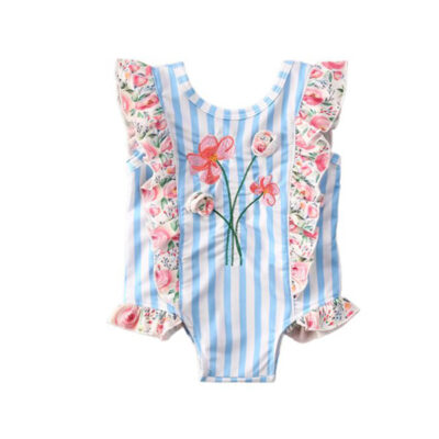 Emmababy - Baby Girl Swimwear Floral Ruffle Swimsuit