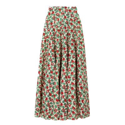 Agua by Agua Bendita - Mimosa Pleated Printed Cotton-Poplin Maxi Skirt