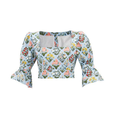 Agua by Agua Bendita - Violetta Cropped Floral-Print Poplin Top