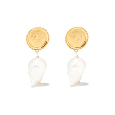 Hermina Athens - Hercules Lost Sea Pearl & Gold-Plated Earrings