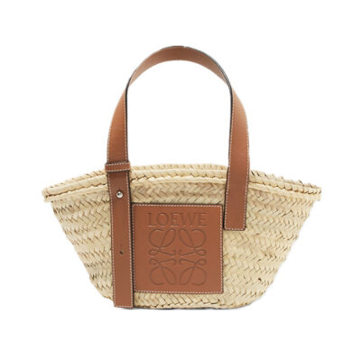 Loewe - Small Leather-Trimmed Woven Raffia Tote