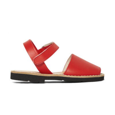 Minorquines - Avarca Velcro Leather Sandals Red