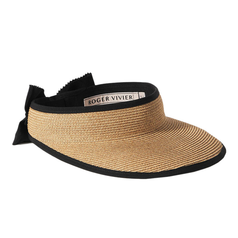 Roger Vivier - Embellished Grosgrain-Trimmed Straw Visor