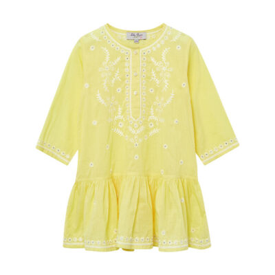 Trotters London - Embroidered Kaftan, Lemon/White