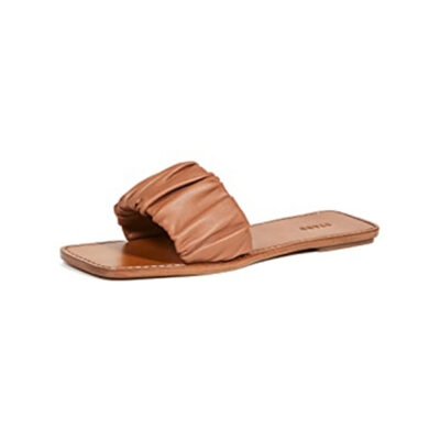 Staud - Nina Ruched Slides in Tan