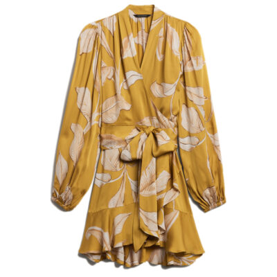 Banana Republic - Satin Ruffle Wrap Mini Dress
