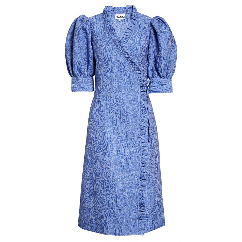 Ganni - Ruffle 3D Jacquard Wrap Dress