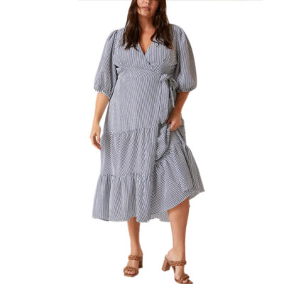 Hutch - V-Neck Tiered Wrap Midi Dress