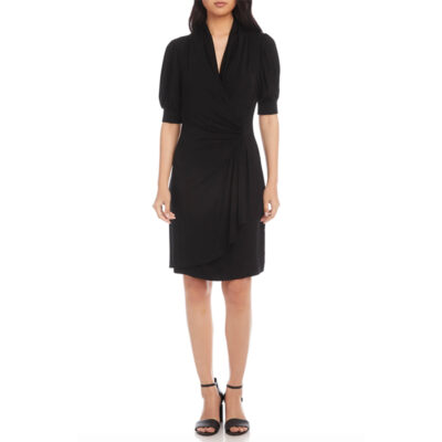 Karen Kane - Puff Sleeve Jersey Faux Wrap Dress