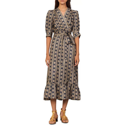 Sandro - Silk Printed Wrap Dress