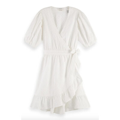 Scotch & Soda - Broderie Anglaise White Wrap Dress