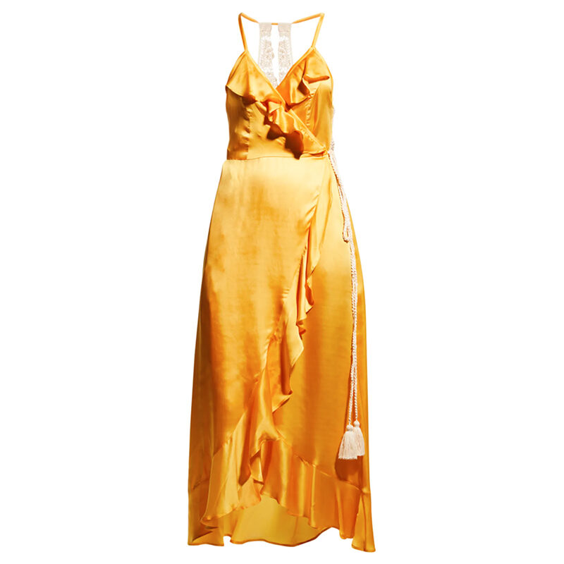 Stella Pardo  - Satin Ruffle Wrap Dress