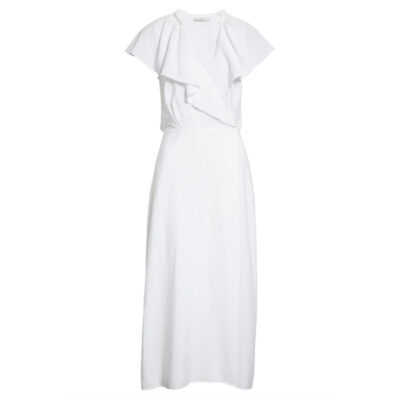 Vince - Braid Trim Flutter Sleeve Wrap Front Dress