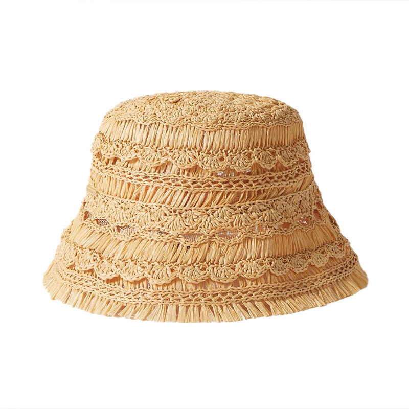 Zimmermann - Postcard Fringed Crocheted Straw Bucket Hat