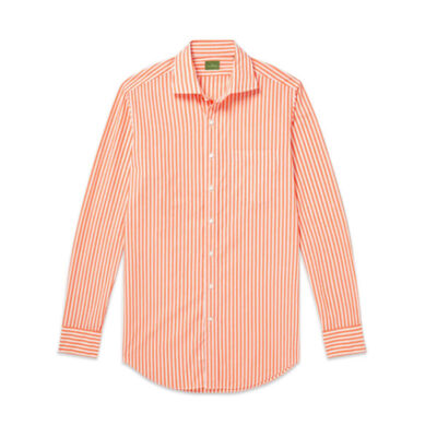 Sid Mashburn - Spread-Collar Striped Cotton-Chambray Shirt