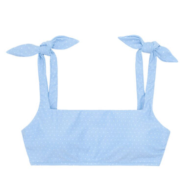 Minnow - Mulberry Blue Dot Tie Knot Bikini Top