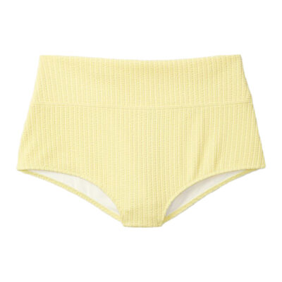 Pink - Light Yellow Crinkle High Waist Shortie Bikini Bottom