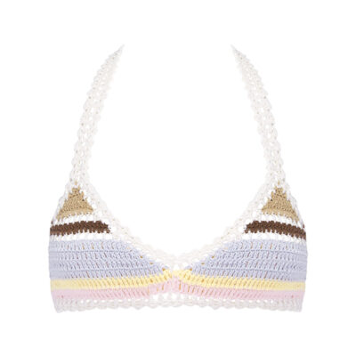 She Made Me - Nisha Striped Crochet Bikini Top