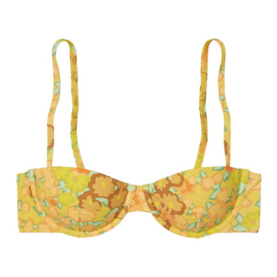 Tory Burch - Yellow Floral Printed Underwire Bikini Top