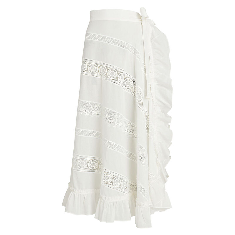 Waimari - Sevillana Lace-Trimmed Cotton Maxi Wrap Skirt