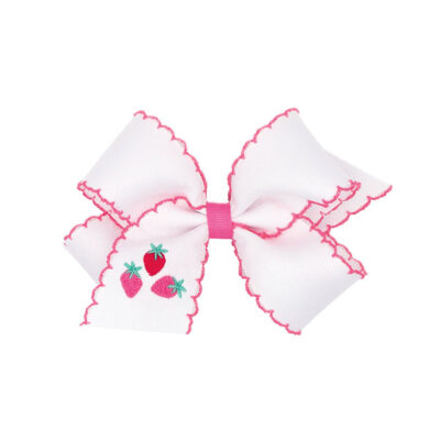 Wee Ones - King Moonstitch Embroidered Strawberry Bow