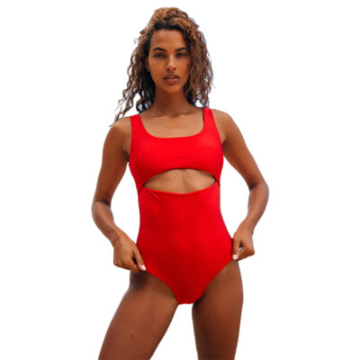 Lulus - Lightning Bolt Berry Red One Piece Swimsuit