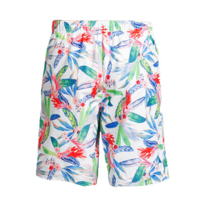 Outdoor Oasis - White Tropical Mens Swim Trunks