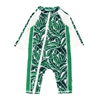 Swim Zip - Palm Leaf Sunsuit – Long Sleeve Romper Swimsuit