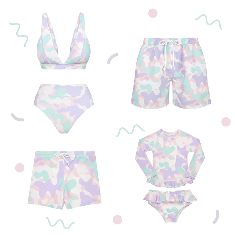 Pastel Camouflage Matching Family Swimsuits - Outfit Items