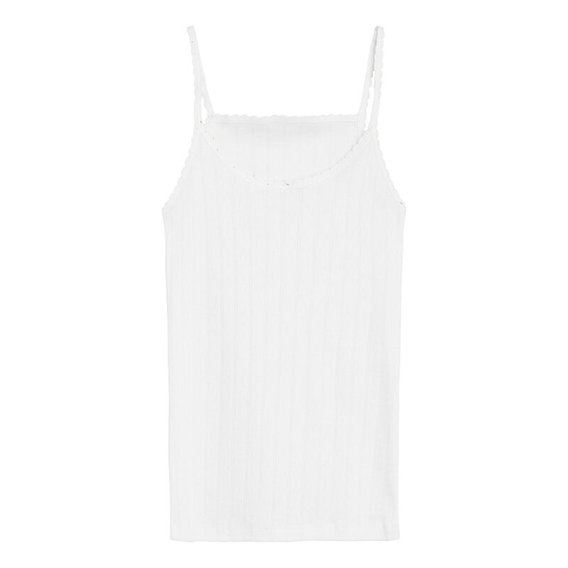 Best Spaghetti Strap Tank Top for Women - Leset Pointelle White Tank Top