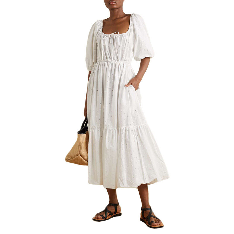 Matteau - Tiered Broderie Organic Cotton-Poplin Midi Dress