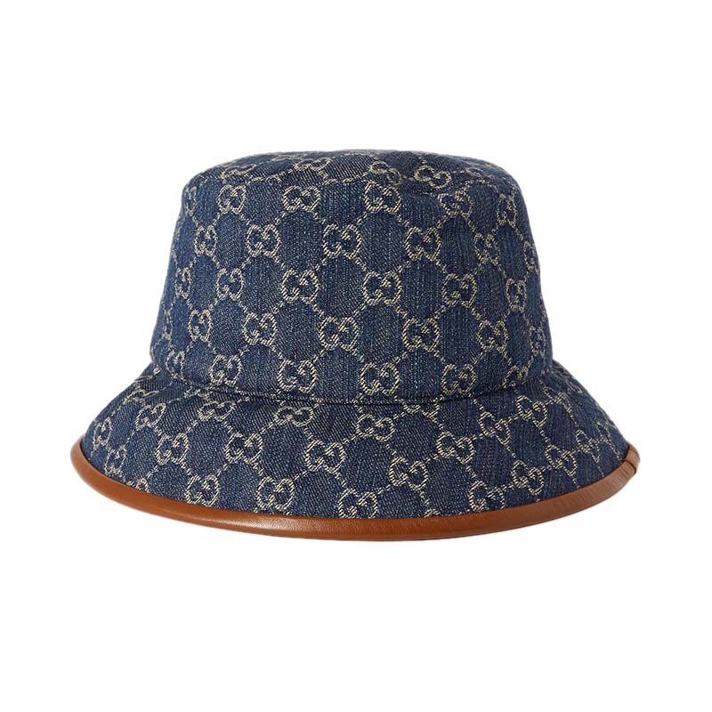 Gucci - Leather-Trimmed Denim-Jacquard Bucket Hat