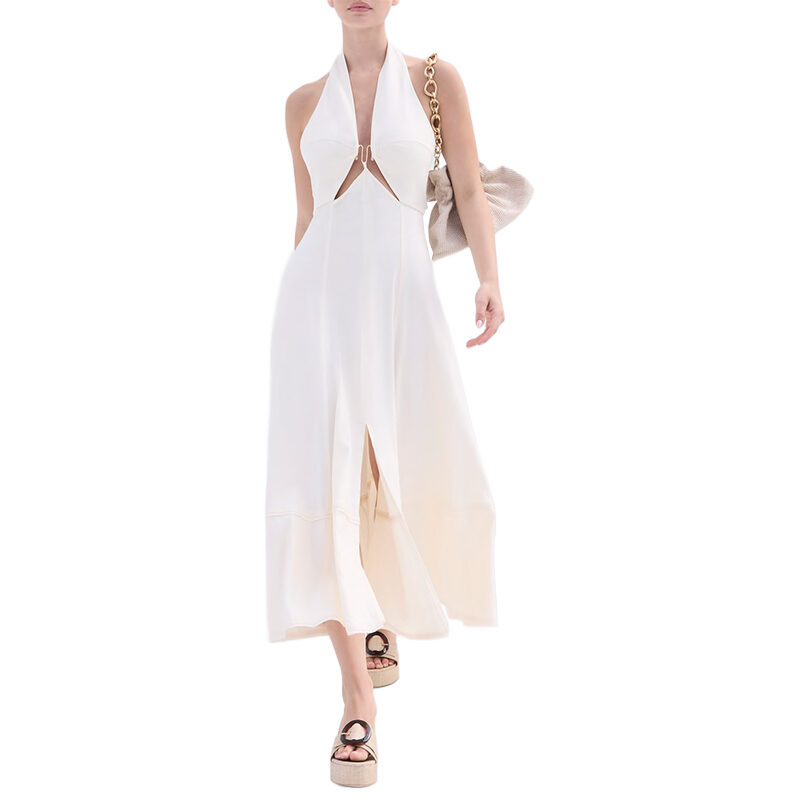 Cult Gaia - Orella White Halter Midi Linen Dress