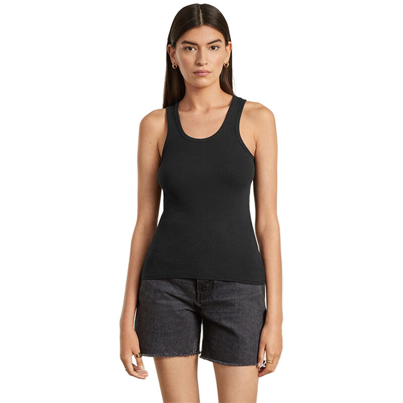 Best Micro-Rib: - Everlane The Pima Black Tank Top