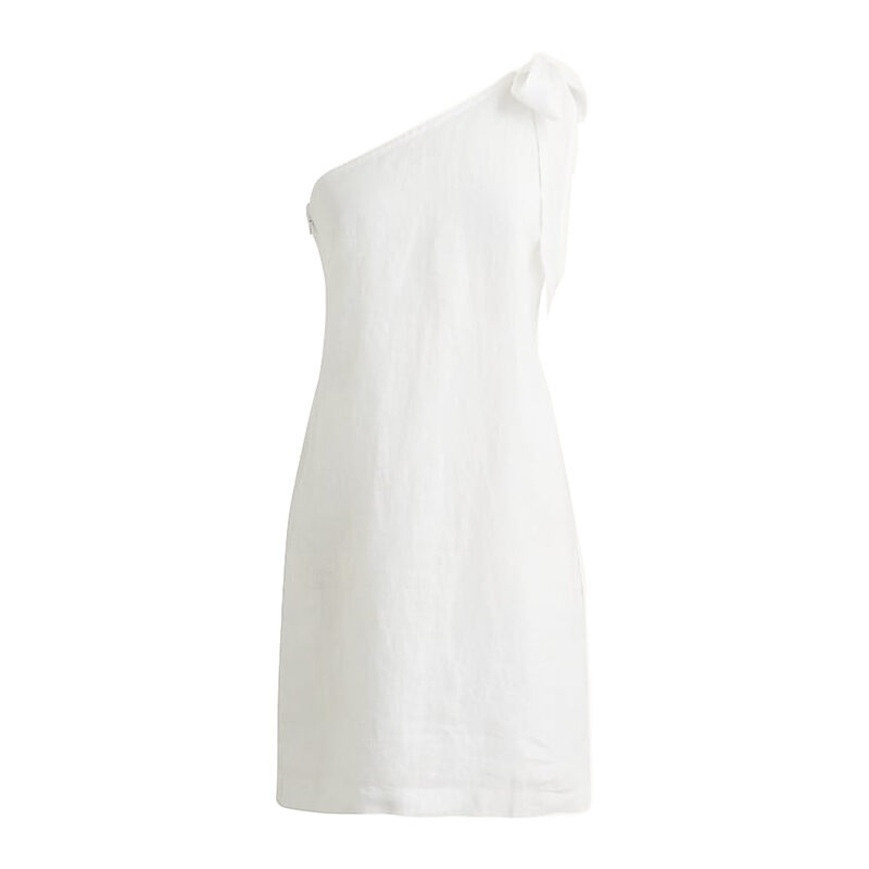 J.Crew - One Shoulder White Linen Shift Dress