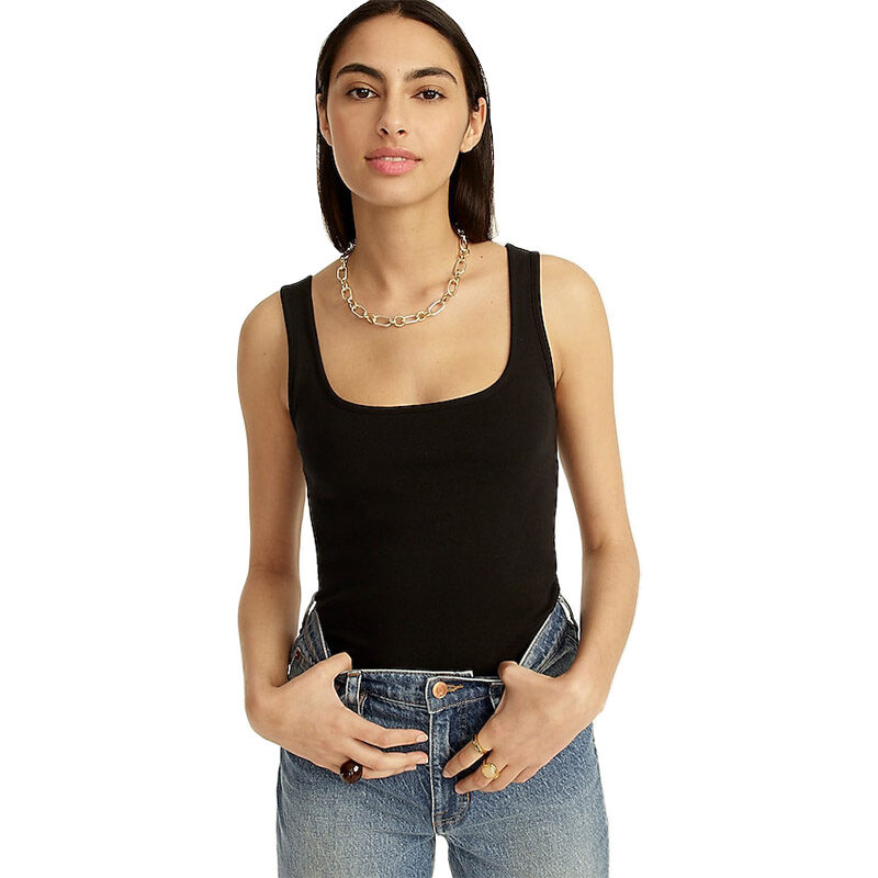 Best Supportive: - J.Crew Perfect Fit Black Tank Top