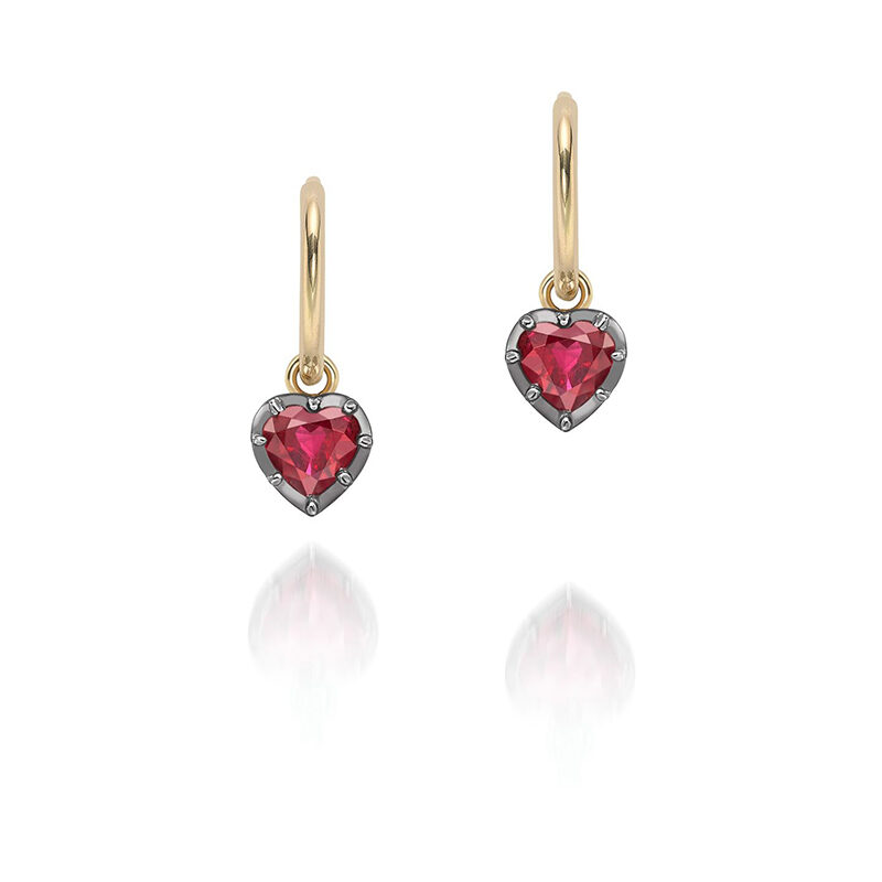 Jessica McCormack - 0.40 ct Heart-Shaped Ruby & Blackened Gold Gypset Hoop Earrings