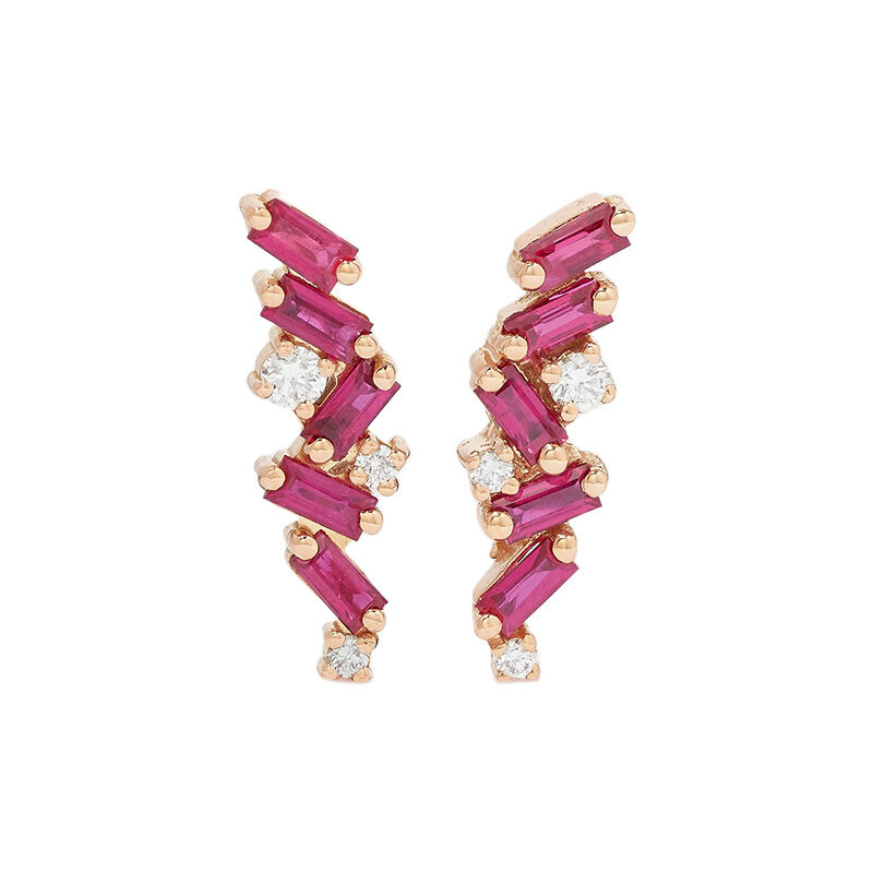 Suzanne Kalan - 18-Karat Rose Gold, Ruby, and Diamond Earrings
