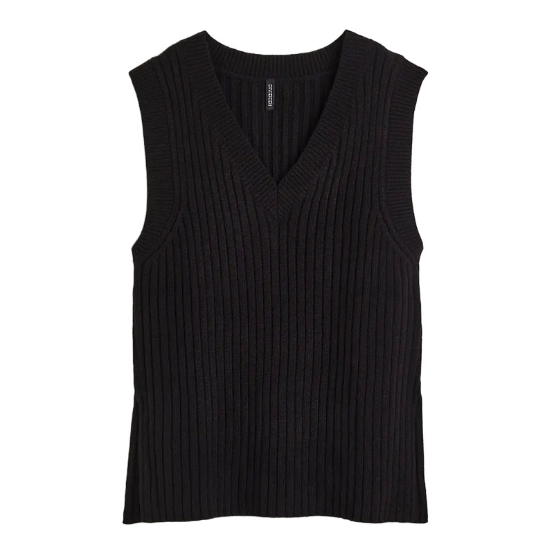 Oversized Sweater Vest (Black) main image 1