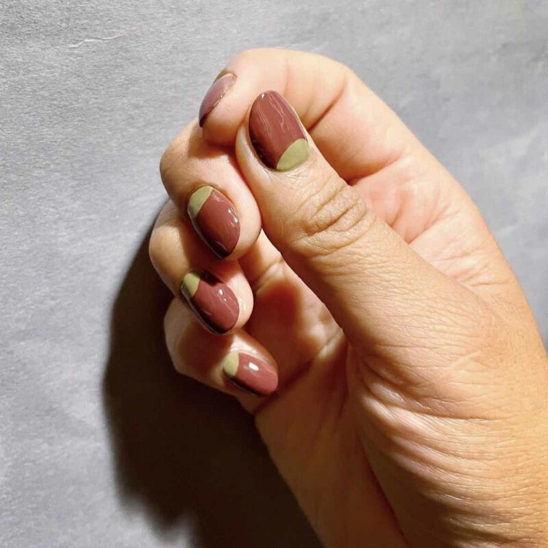 Fall Moon Mani - Fire Clay + Green Clay