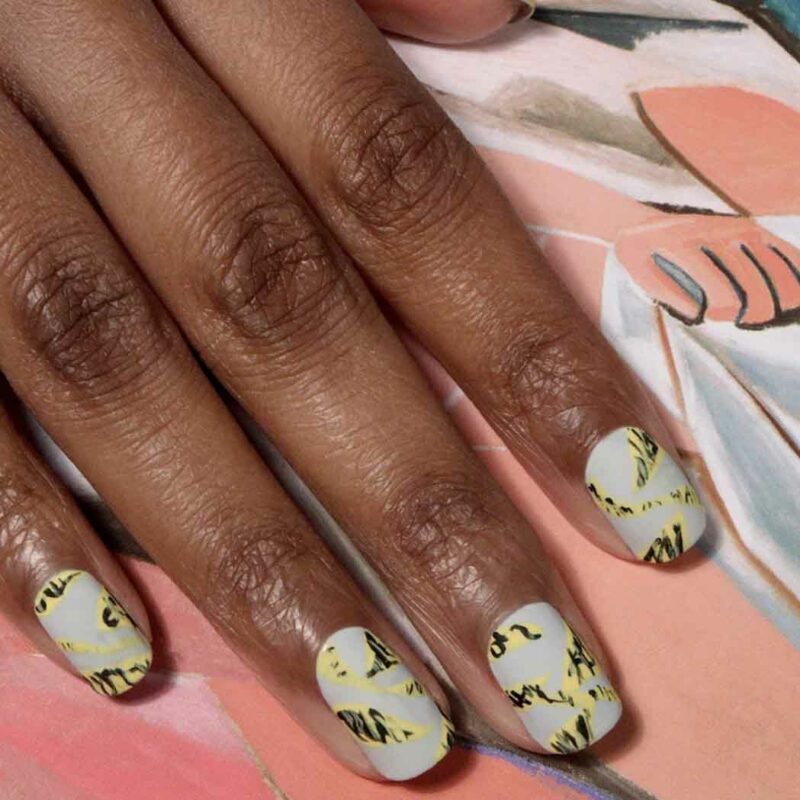 The Mattified Graffiti Nail Art - Kookie White + Tweety + Absolute Black + Matte Maker Matte Top Coat