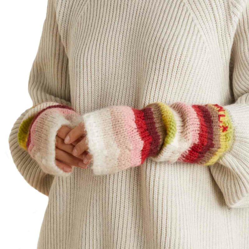 Alanui - Striped Alpaca-Blend Fingerless Gloves