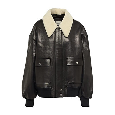 Khaite - Shellar Shearling-Trimmed Leather Jacket