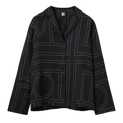 Totême - Monogram-Embroidered Silk-Twill Pyjama Top