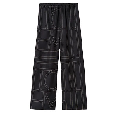 Totême - Monogram-Embroidered Silk-Twill Pyjama Trousers