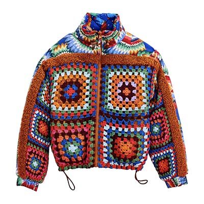 Farm Rio - Crochet Colorful Forest Reversible Puffer Jacket