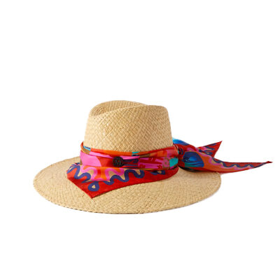 Maison Michel - Kate Printed Silk-Trimmed Raffia Hat