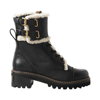 See by Chloè - Mallory Shearling-Lined Leather Combat Boots