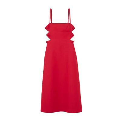 Valentino - Bow-Detailed Cutout Wool and Silk-Blend Midi Dress